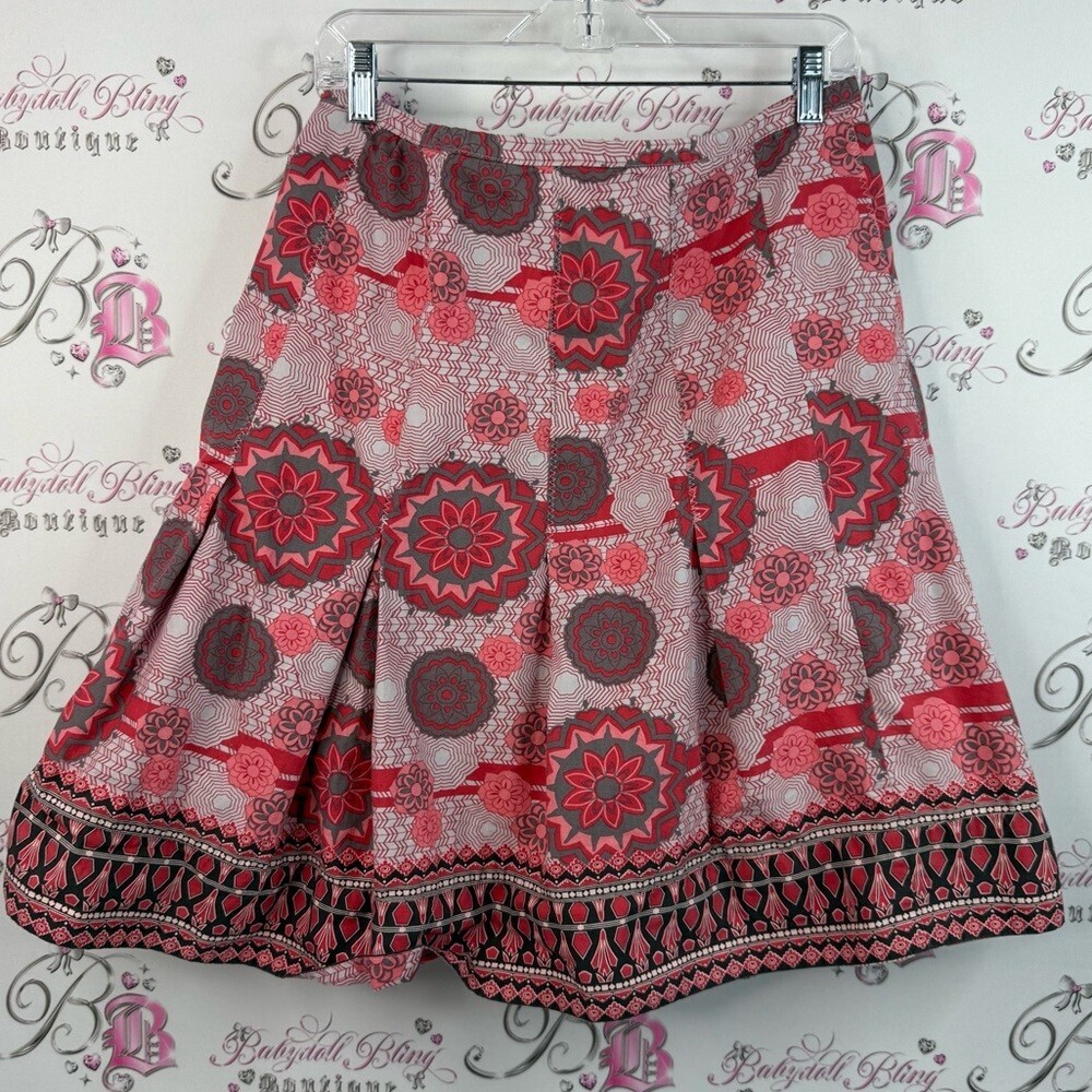 Soyaconcept skirt pleated paisley Chic Floral A-Line Skirt - Red and Pink